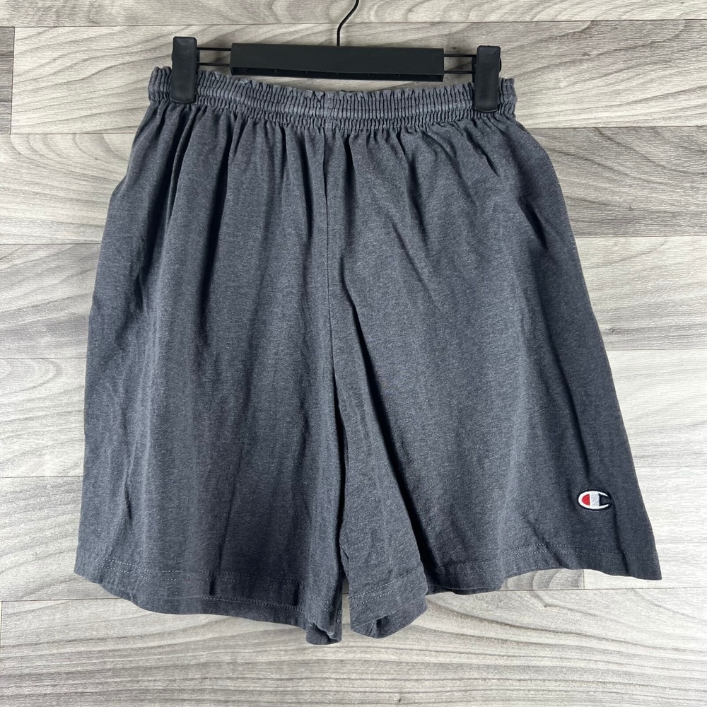 Champion Shorts Womens L Gray Heathered Pull On Cotton Blend‎ Retro Athletic